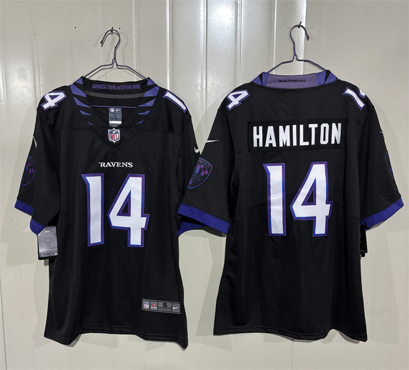 Men's Baltimore Ravens #14 Kyle Hamilton Black 2026 Alternate Vapor Stitched Limited Football Jersey